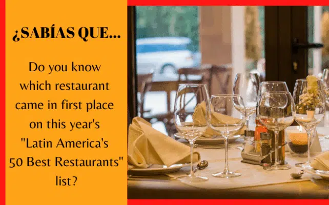 ¿Sabes qué restaurante obtuvo el primer lugar en la lista "Latin America's 50 Best Restaurants"?