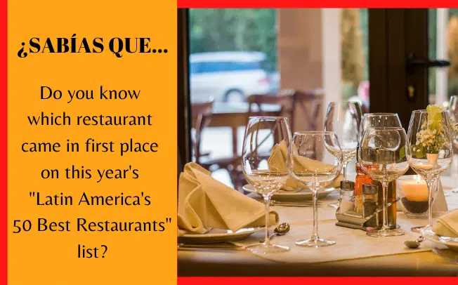 ¿Sabes qué restaurante obtuvo el primer lugar en la lista "Latin America's 50 Best Restaurants"?